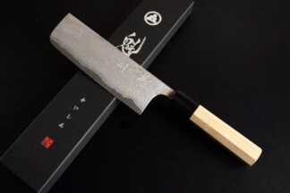 Kaishin VG10 Black Damascus Nakiri with Octagonal Magnolia Wood Handle