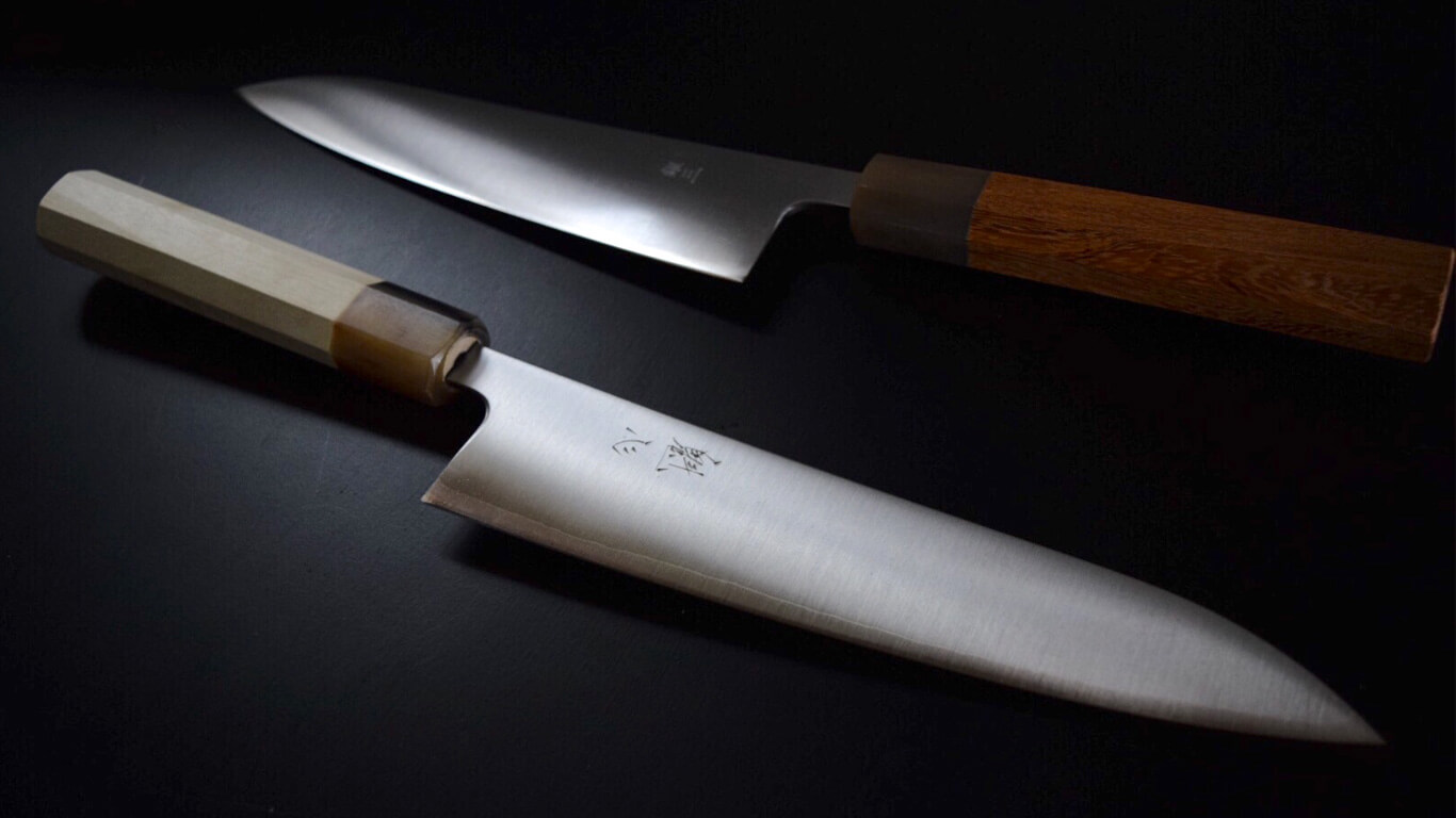 Monica mock Pebish Kaishin and the finest custom order Japanese knife - Nakamura Knives