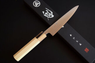 Kaishin Ginsan Thin Chef knife Series Petty with Octagonal Magnolia Wood Handle