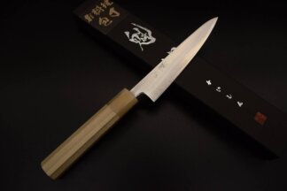 Kaishin Aogami Super Thin Chef knife Series Petty with Octagonal Magnolia Wood Handle