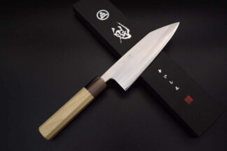 Kaishin Aogami Super Thin Chef knife Series Kiritsuke Santoku with Octagonal Magnolia Wood Handle