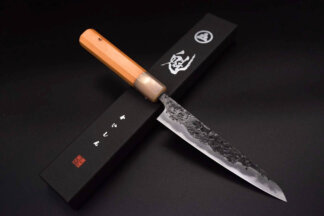 Kisuke x Kaishin White steel #2 Hon-warikomi Kurouchi Hammered Petty knife