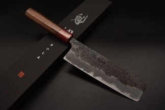 Kisuke x Kaishin White steel #2 Hon-warikomi Kurouchi Hammered Nakiri 165mm Rosewood handle