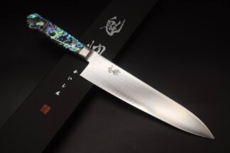 Kaishin high carbon stainless steel Gyuto 210mm Abalone shell handle