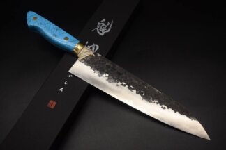 Kisuke x Kaishin White steel #2 Warikomi SUS Stainless steel Kurouchi Hammered Gyuto Turquoise handle
