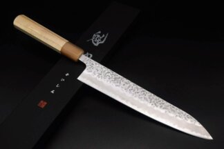 Kaishin White #1 Stainless clad Tsuchime Gyuto with Octagonal magnolia wood handle